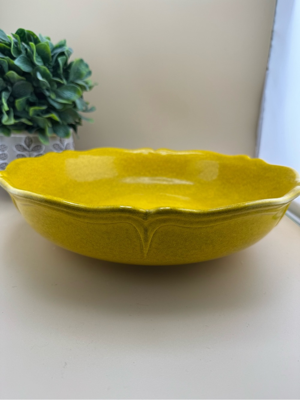 Vintage Royal Haeger 379 Grueby Arts & Crafts Flower Bowl Scalloped MCM USA 12”
